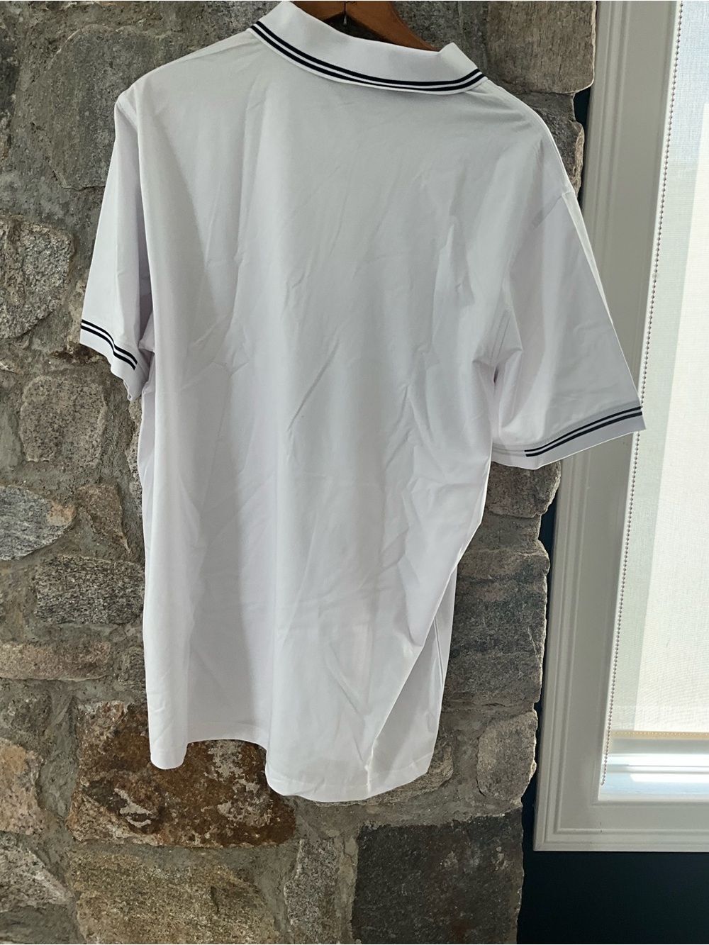 Bugatchi White Polo with Navy Trim - Picture 3 of 3